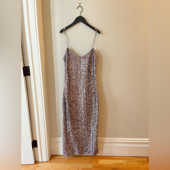 NWT J Crew Collection Silver Sequin Slip Dress - Picture 3 of 8